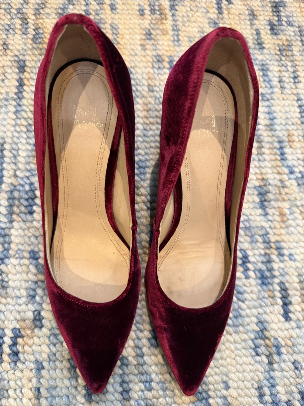 Marc Fisher Burgundy Velvet Pointed-Toe Pumps